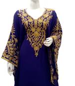 Blue Embroidered Georgette Islamic Kaftans With Zari & Stone Work