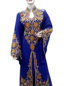 Royal Blue Embroidered Georgette Islamic Kaftans With Zari & Stone Work