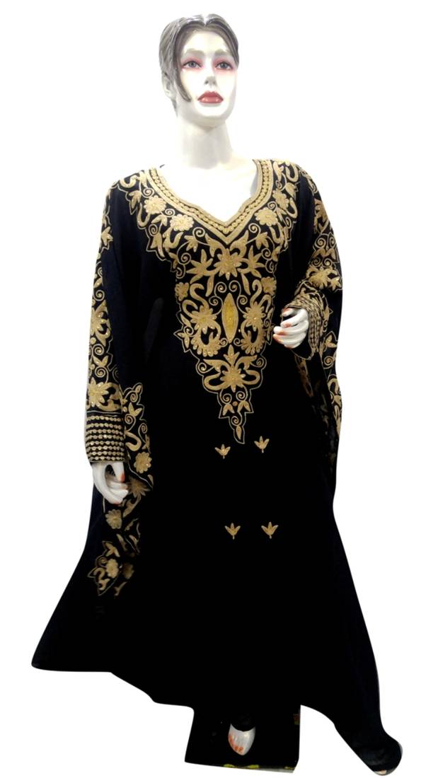 Red Embroidered Georgette Islamic Kaftans With Zari & Stone Work