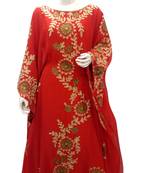 Red Embroidered Georgette Islamic Kaftans With Zari & Stone Work