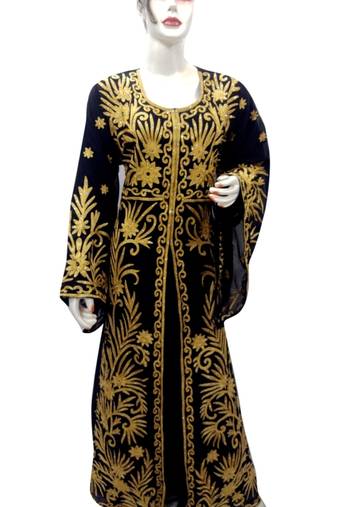 Black Embroidered Georgette Islamic Kaftans With Zari & Stone Work