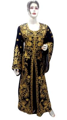 Black Embroidered Georgette Islamic Kaftans With Zari & Stone Work 1