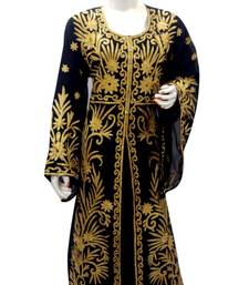 Black Embroidered Georgette Islamic Kaftans With Zari & Stone Work