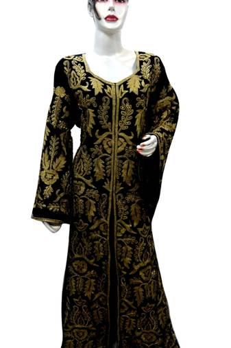 Black Embroidered Georgette Islamic Kaftans With Zari & Stone Work