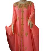 Peach Embroidered Georgette Islamic Kaftans With Zari & Stone Work