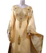 Beige Embroidered Georgette Islamic Kaftans With Zari & Stone Work