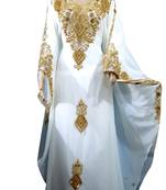 Cream Embroidered Georgette Islamic Kaftans With Zari & Stone Work