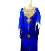 Royal Blue Embroidered Georgette Islamic Kaftans With Zari & Stone Work