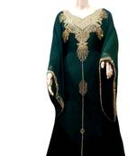 Green Embroidered Georgette Islamic Kaftans With Zari & Stone Work