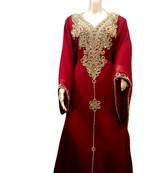 Maroon Embroidered Georgette Islamic Kaftans With Zari & Stone Work