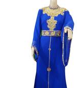Royal Blue Embroidered Georgette Islamic Kaftans With Zari & Stone Work
