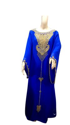 Royal Blue Embroidered Georgette Islamic Kaftans With Zari & Stone Work 1