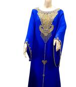 Royal Blue Embroidered Georgette Islamic Kaftans With Zari & Stone Work