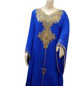 Royal Blue Embroidered Georgette Islamic Kaftans With Zari & Stone Work