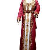 Inner Cream Jacket Magenta Embroidered Georgette Islamic Kaftans With Zari & Stone Work