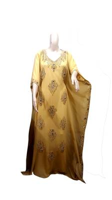 Yellow Embroidered Georgette Islamic Kaftans With Zari & Stone Work 1
