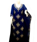 Royal Blue Embroidered Georgette Islamic Kaftans With Zari & Stone Work
