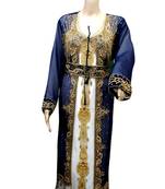 Inenr Cream Jacket Black Embroidered Georgette Islamic Kaftans With Zari & Stone Work