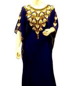 Royal Blue Embroidered Georgette Islamic Kaftans With Zari & Stone Work