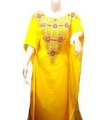 Yellow Embroidered Georgette Islamic Kaftans With Zari & Stone Work