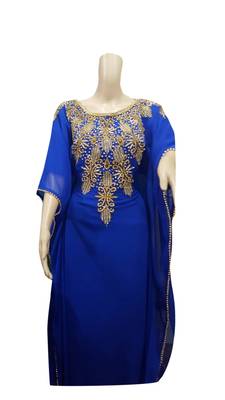 Royal Blue Embroidered Georgette Islamic Kaftans With Zari & Stone Work 1