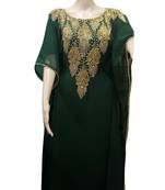 Green Embroidered Georgette Islamic Kaftans With Zari & Stone Work