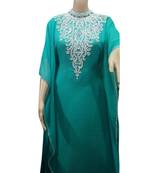 Green Embroidered Georgette Islamic Kaftans With Zari & Stone Work