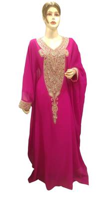 Pink Embroidered Georgette Islamic Kaftans With Zari & Stone Work 1