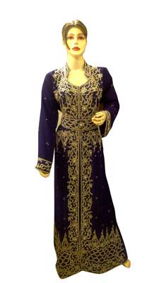Purple Embroidered Georgette Islamic Kaftans With Zari & Stone Work 1