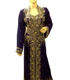 Purple Embroidered Georgette Islamic Kaftans With Zari & Stone Work