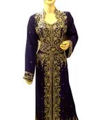 Purple Embroidered Georgette Islamic Kaftans With Zari & Stone Work