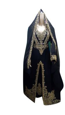 Black Embroidered Georgette Islamic Kaftans With Zari & Stone Work 1