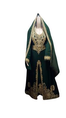 Green Embroidered Georgette Islamic Kaftans With Zari & Stone Work 1