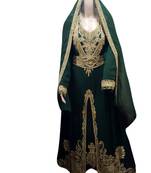 Green Embroidered Georgette Islamic Kaftans With Zari & Stone Work