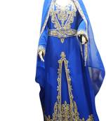 Royal Blue Embroidered Georgette Islamic Kaftans With Zari & Stone Work