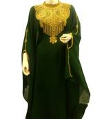 Green Embroidered Georgette Islamic Kaftans With Zari & Stone Work