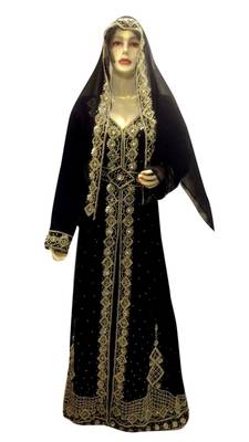 Black Embroidered Georgette Islamic Kaftans With Zari & Stone Work 1