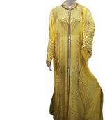 Yellow Embroidered Georgette Islamic Kaftans With Zari & Stone Work