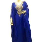 Royal Blue Embroidered Georgette Islamic Kaftans With Zari & Stone Work