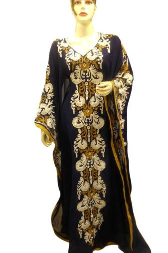 Black Embroidered Georgette Islamic Kaftans With Zari & Stone Work