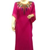 Pink Embroidered Georgette Islamic Kaftans With Zari & Stone Work