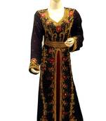 Inner Maroon Jacket Black Embroidered Georgette Islamic Kaftans With Zari & Stone Work