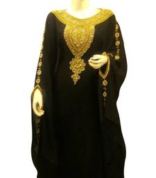 Black Embroidered Georgette Islamic Kaftans With Zari & Stone Work
