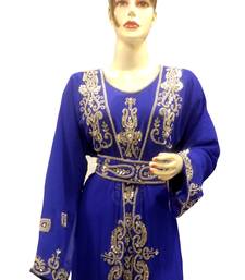 Royal Blue Embroidered Georgette Islamic Kaftans With Zari & Stone Work