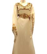 Cream Embroidered Georgette Islamic Kaftans With Zari & Stone Work