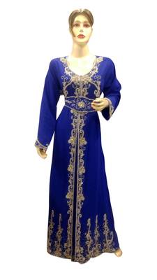 Royal Blue Embroidered Georgette Islamic Kaftans With Zari & Stone Work 1