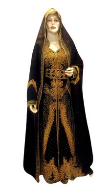 Black Embroidered Georgette Islamic Kaftans With Zari & Stone Work 1