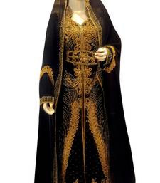 Black Embroidered Georgette Islamic Kaftans With Zari & Stone Work