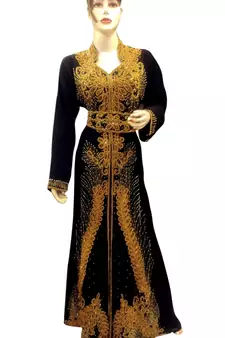 Black Embroidered Georgette Islamic Kaftans With Zari & Stone Work