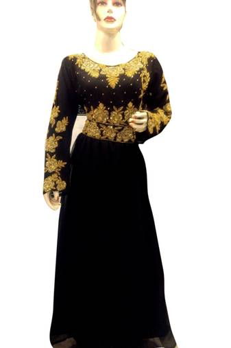 Black Embroidered Georgette Islamic Kaftans With Zari & Stone Work